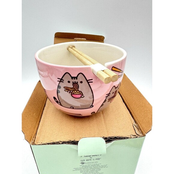 Pusheen The Cat Ramen Bowl with Chopsticks New in Box Enesco - Picture 2 of 7
